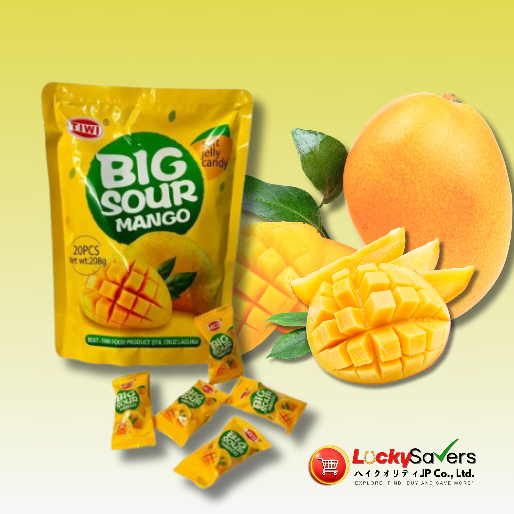 TIWI Big Sour Mango Jelly Candy (208g)